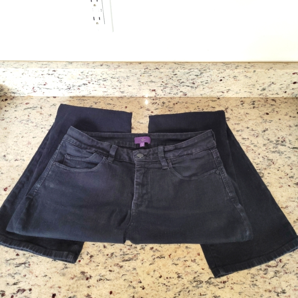 NYDJ Not Your Daughters Black Denim Jeans Mini Bootcut Lift & Tuck Sz 6 Tall EUC